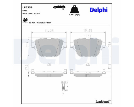 Brake Pad Set, disc brake LP3359 Delphi