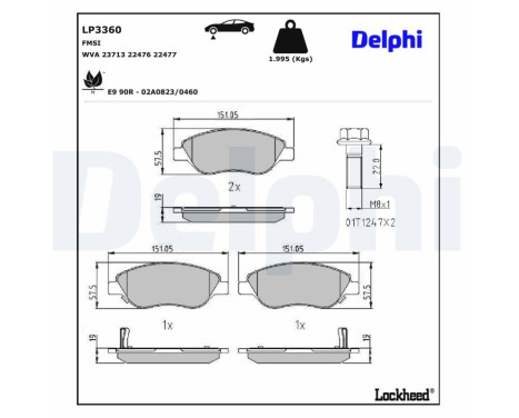 Brake Pad Set, disc brake LP3360 Delphi
