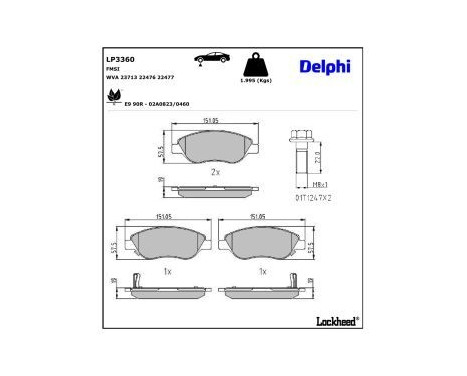 Brake Pad Set, disc brake LP3360 Delphi, Image 3