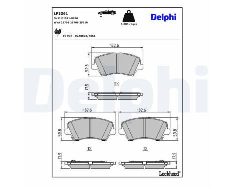 Brake Pad Set, disc brake LP3361 Delphi