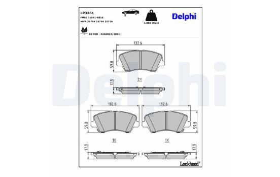 Brake Pad Set, disc brake LP3361 Delphi