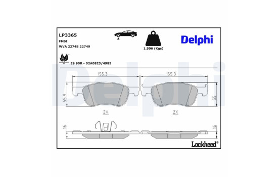 Brake Pad Set, disc brake LP3365 Delphi, Image 3