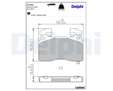 Brake Pad Set, disc brake LP3366 Delphi