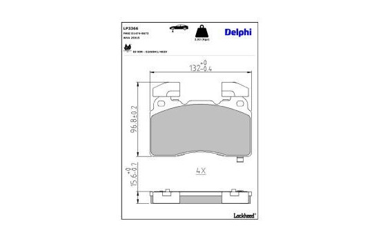 Brake Pad Set, disc brake LP3366 Delphi