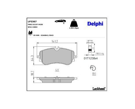 Brake Pad Set, disc brake LP3367 Delphi, Image 3