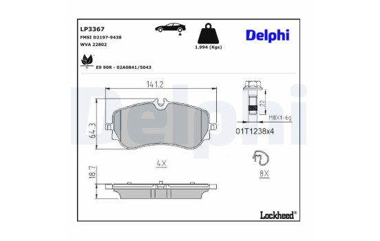 Brake Pad Set, disc brake LP3367 Delphi, Image 3