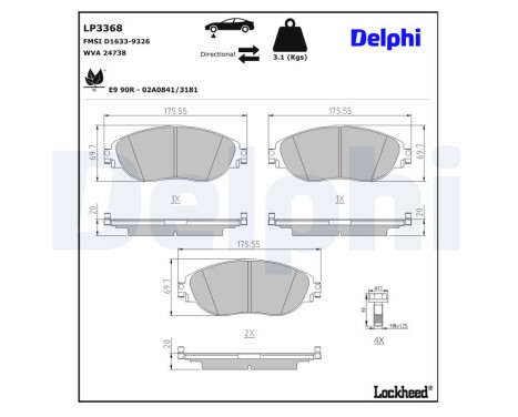 Brake Pad Set, disc brake LP3368 Delphi