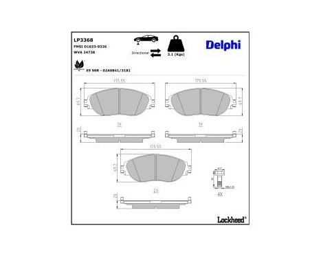 Brake Pad Set, disc brake LP3368 Delphi
