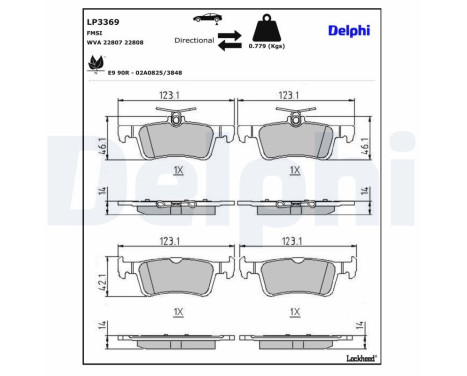 Brake Pad Set, disc brake LP3369 Delphi