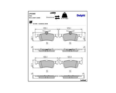 Brake Pad Set, disc brake LP3369 Delphi, Image 3
