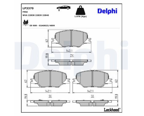 Brake Pad Set, disc brake LP3370 Delphi