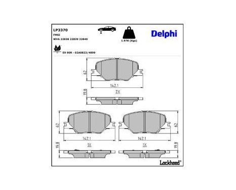 Brake Pad Set, disc brake LP3370 Delphi, Image 3