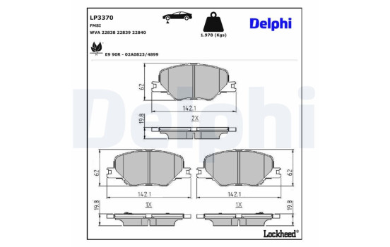 Brake Pad Set, disc brake LP3370 Delphi, Image 3