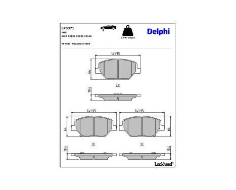 Brake Pad Set, disc brake LP3371 Delphi, Image 3