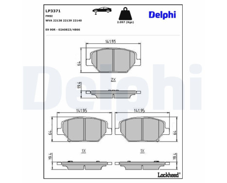 Brake Pad Set, disc brake LP3371 Delphi, Image 3
