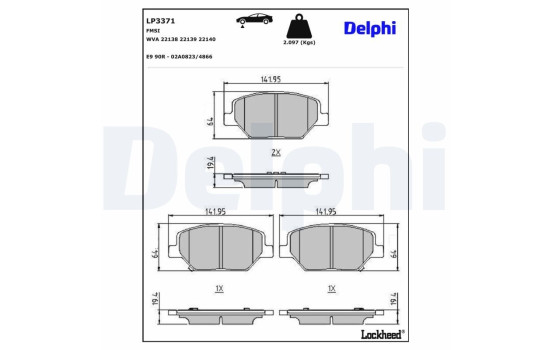 Brake Pad Set, disc brake LP3371 Delphi, Image 3