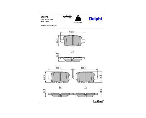 Brake Pad Set, disc brake LP3372 Delphi, Image 3