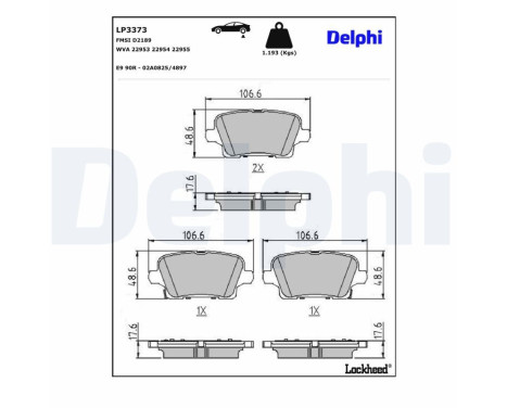 Brake Pad Set, disc brake LP3373 Delphi