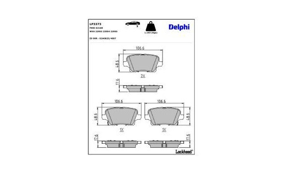 Brake Pad Set, disc brake LP3373 Delphi