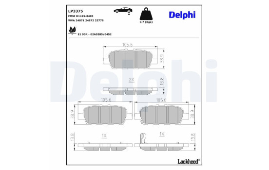 Brake Pad Set, disc brake LP3375 Delphi