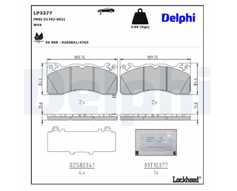 Brake Pad Set, disc brake LP3377 Delphi