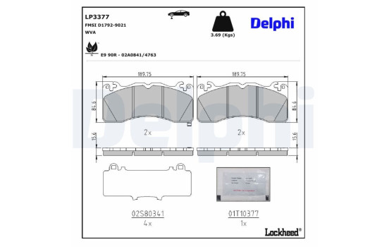 Brake Pad Set, disc brake LP3377 Delphi, Image 3