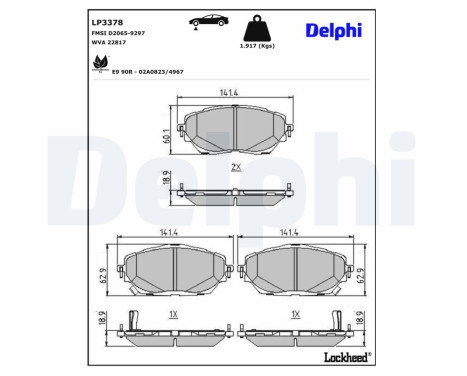 Brake Pad Set, disc brake LP3378 Delphi