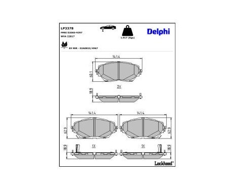 Brake Pad Set, disc brake LP3378 Delphi, Image 3