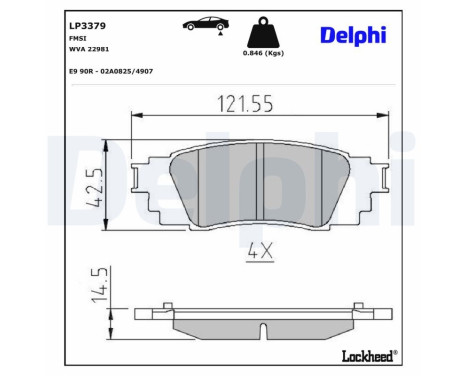 Brake Pad Set, disc brake LP3379 Delphi
