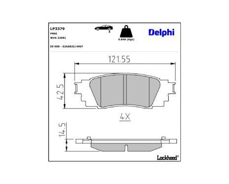 Brake Pad Set, disc brake LP3379 Delphi