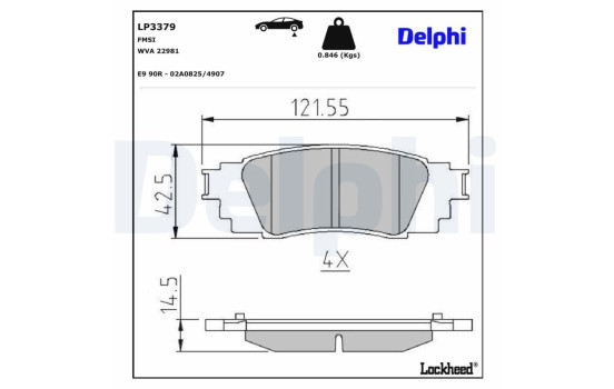 Brake Pad Set, disc brake LP3379 Delphi