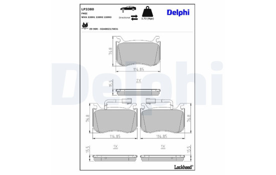 Brake Pad Set, disc brake LP3380 Delphi, Image 4