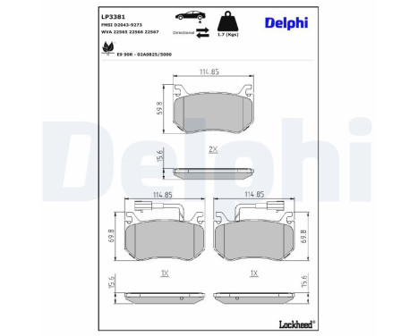 Brake Pad Set, disc brake LP3381 Delphi
