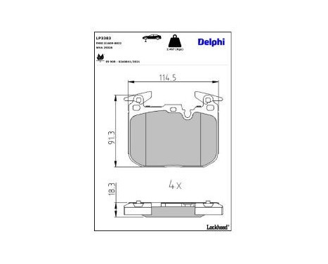 Brake Pad Set, disc brake LP3383 Delphi, Image 3
