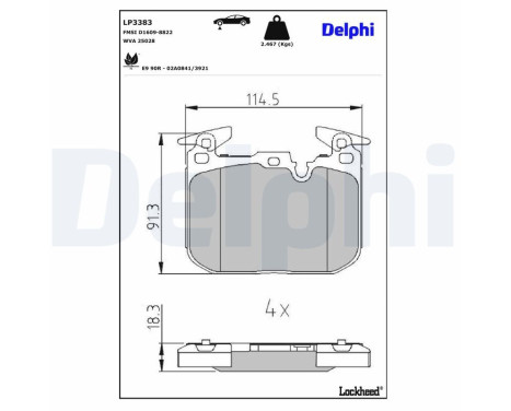 Brake Pad Set, disc brake LP3383 Delphi, Image 3