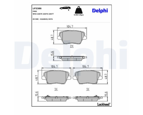 Brake Pad Set, disc brake LP3386 Delphi