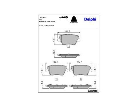 Brake Pad Set, disc brake LP3386 Delphi, Image 3