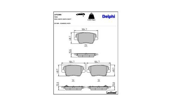 Brake Pad Set, disc brake LP3386 Delphi, Image 3