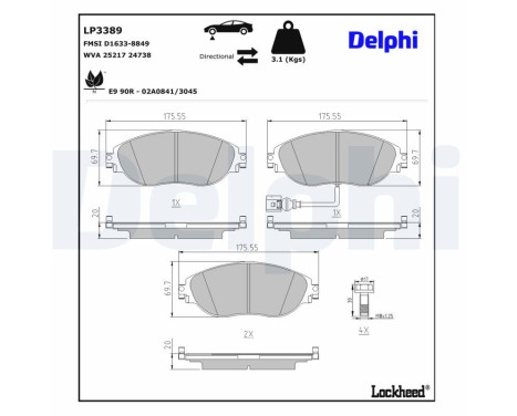 Brake Pad Set, disc brake LP3389 Delphi, Image 4