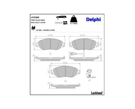 Brake Pad Set, disc brake LP3389 Delphi, Image 4