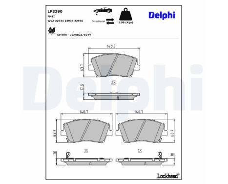 Brake Pad Set, disc brake LP3390 Delphi