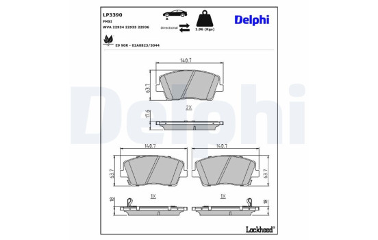 Brake Pad Set, disc brake LP3390 Delphi