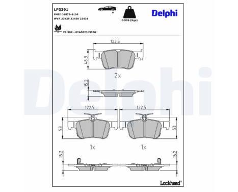 Brake Pad Set, disc brake LP3391 Delphi