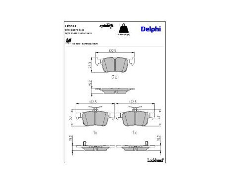 Brake Pad Set, disc brake LP3391 Delphi, Image 3