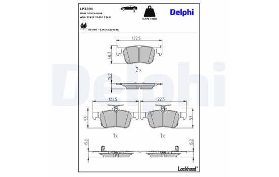 Brake Pad Set, disc brake LP3391 Delphi, Image 3