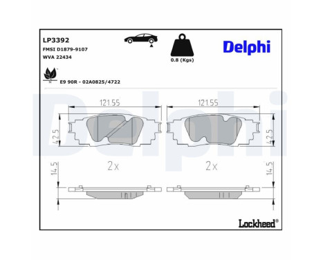 Brake Pad Set, disc brake LP3392 Delphi