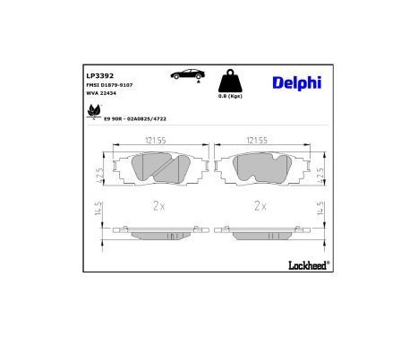 Brake Pad Set, disc brake LP3392 Delphi