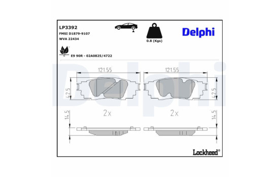 Brake Pad Set, disc brake LP3392 Delphi