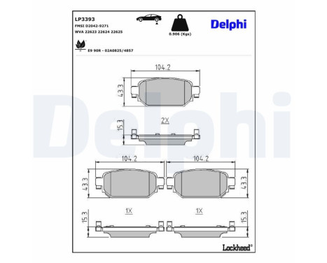 Brake Pad Set, disc brake LP3393 Delphi