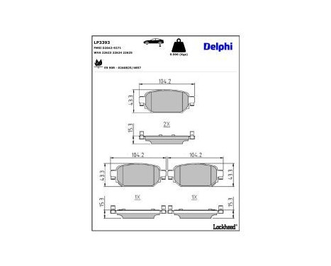Brake Pad Set, disc brake LP3393 Delphi